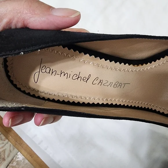 Jean-Michel Cazabat Black Suede Peep Toe Heels Size 38/8 - Picture 5 of 11